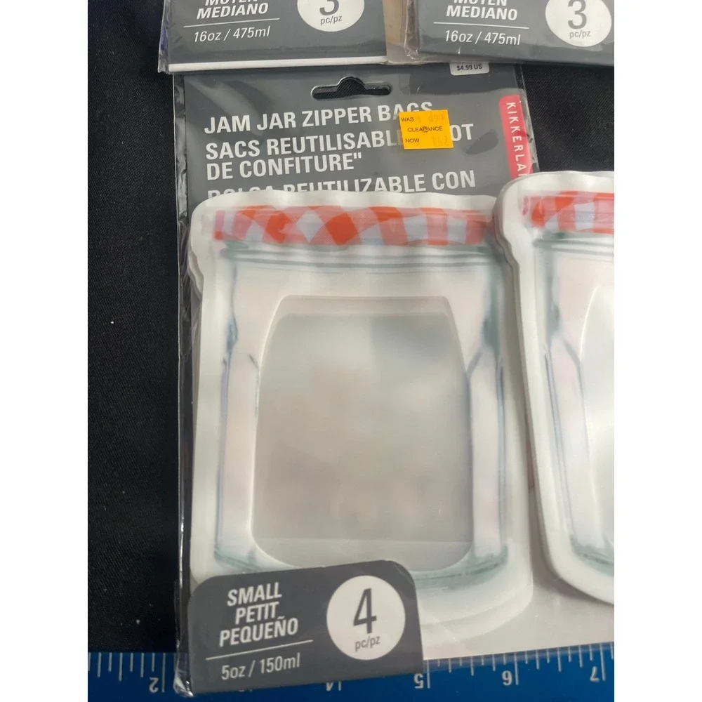 Kikkerland Jam Jar Zipper Bags Reusable Food‎ Storage 6 Packs Medium Small NEW